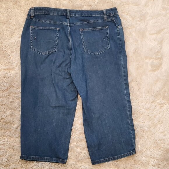 Two Pair LEE Women Relaxed Fit Mid-Rise Blue Jean Capris Pants, Size 16W - Picture 3 of 9